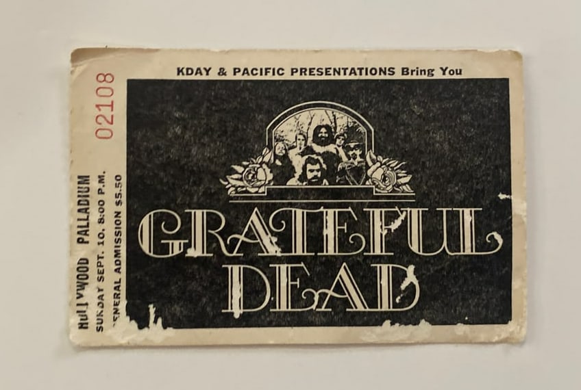 Grateful Dead 1970 Hollywood Palladium concert ticket (1 of 2)