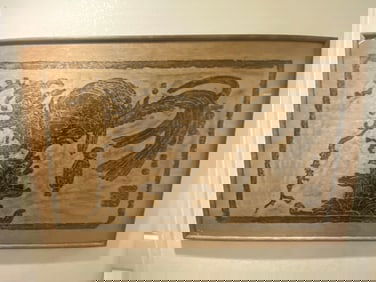 Antique 19th Century Mayan Temple Relief Etching