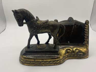 Antique Albuquerque Horse New Mexico Gov Office Brass Card Holder