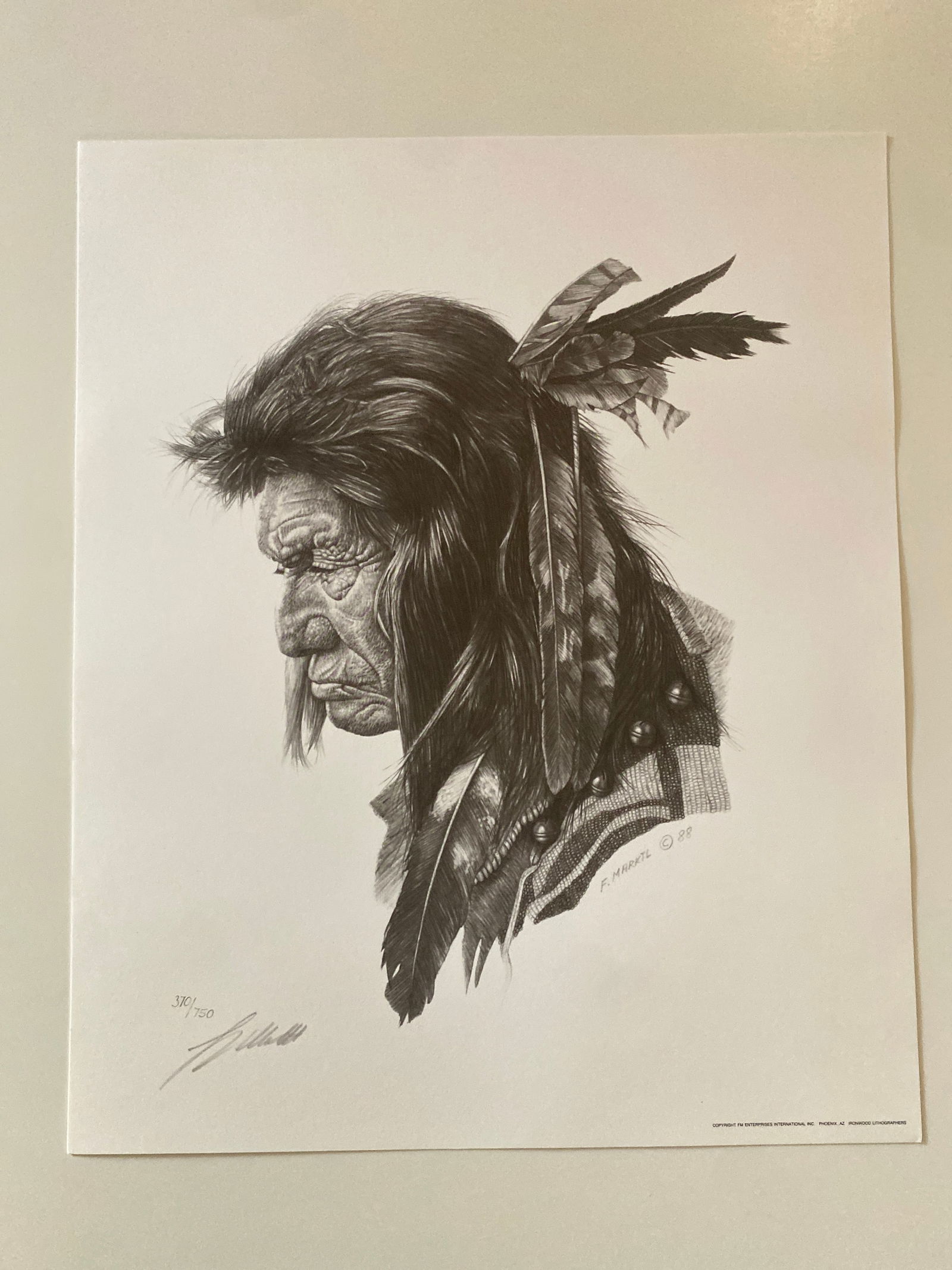 Franz Marktl Signed Native American Lithograph (1 of 2)
