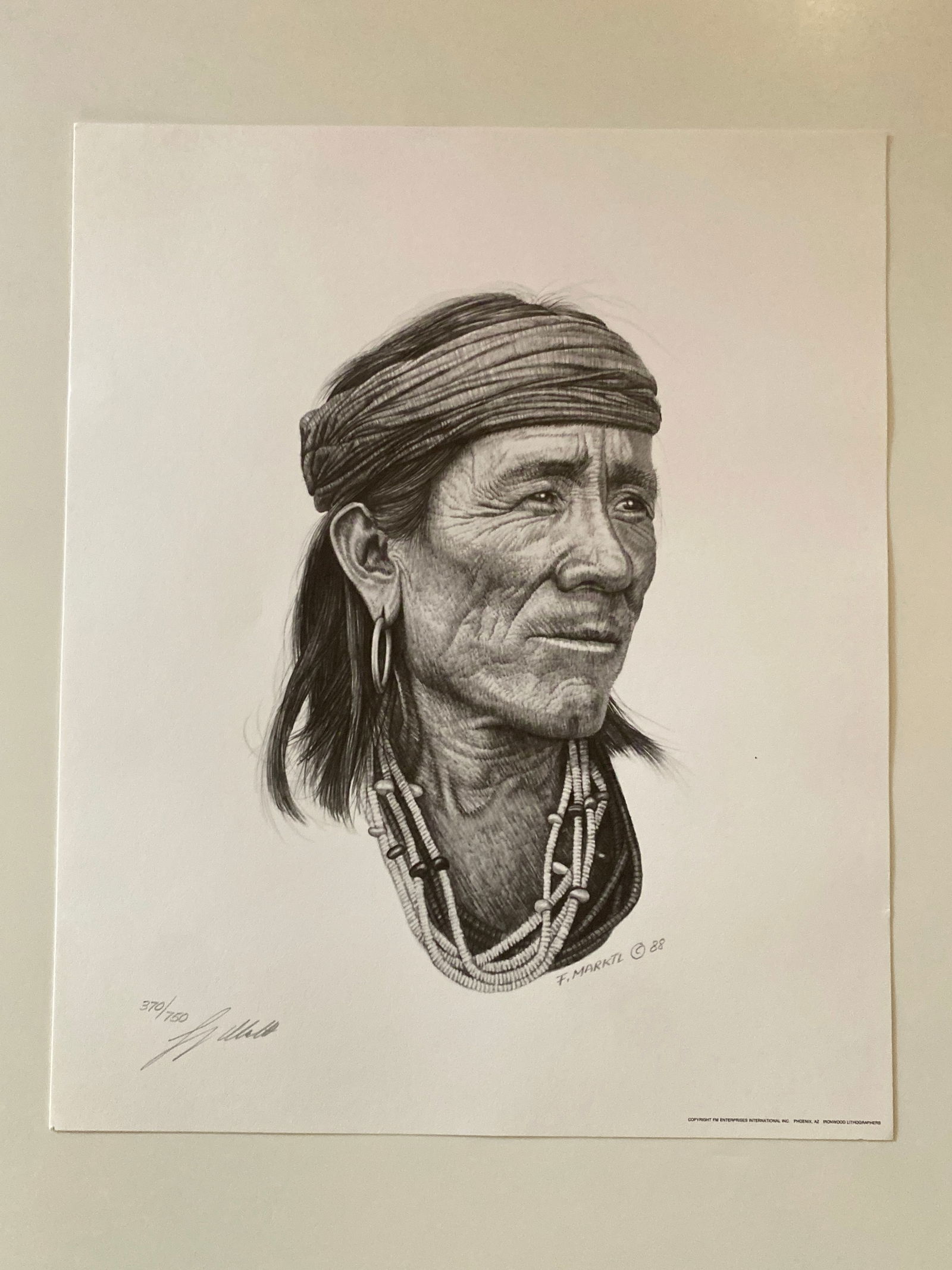 Franz Marktl Signed Native American Lithograph (1 of 2)
