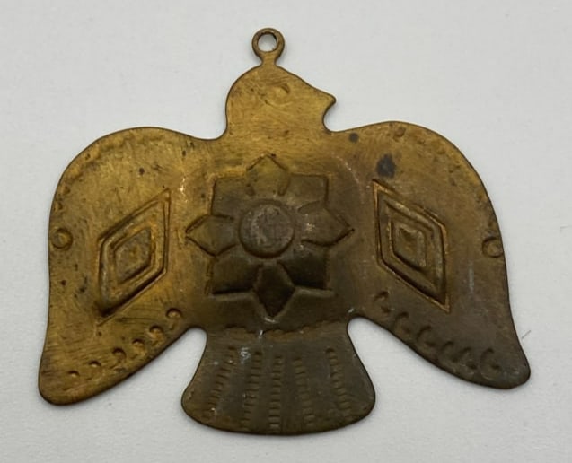 Antique Native American Zuni Copper Eagle Pendant: Measures 1.25×1.25