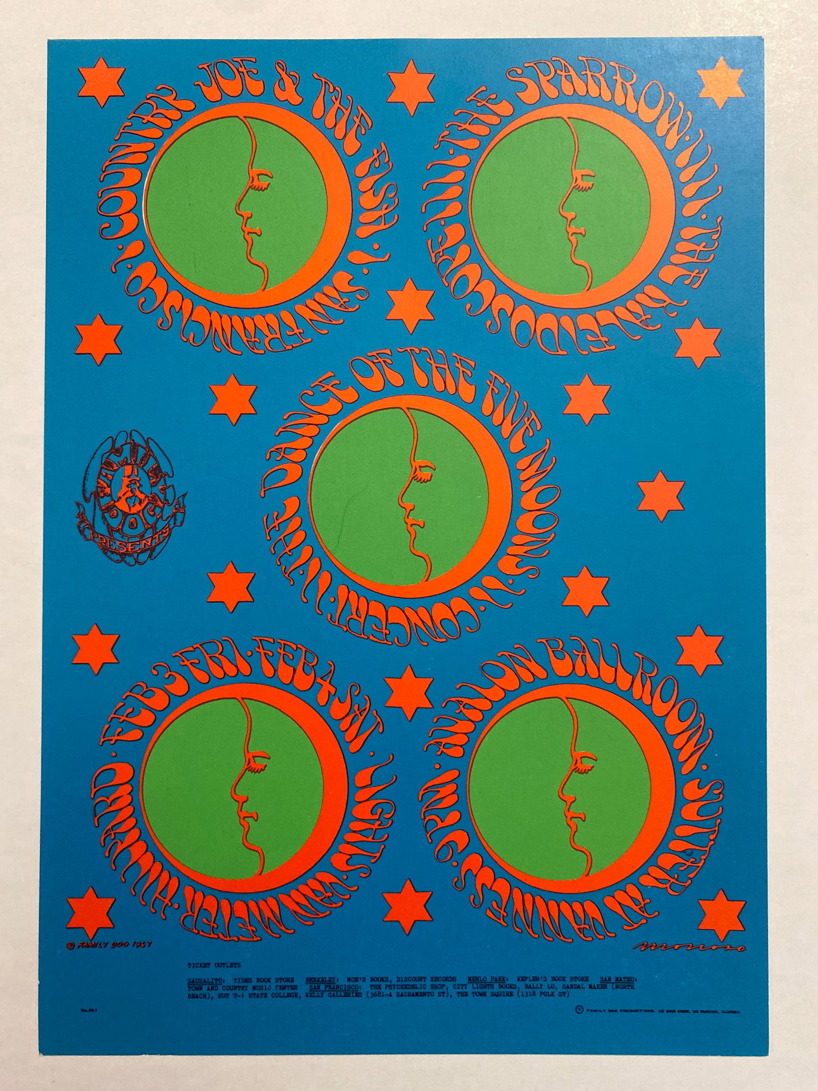 Country Joe 1967 Family Dog Postcard: 1st Printing. FD46