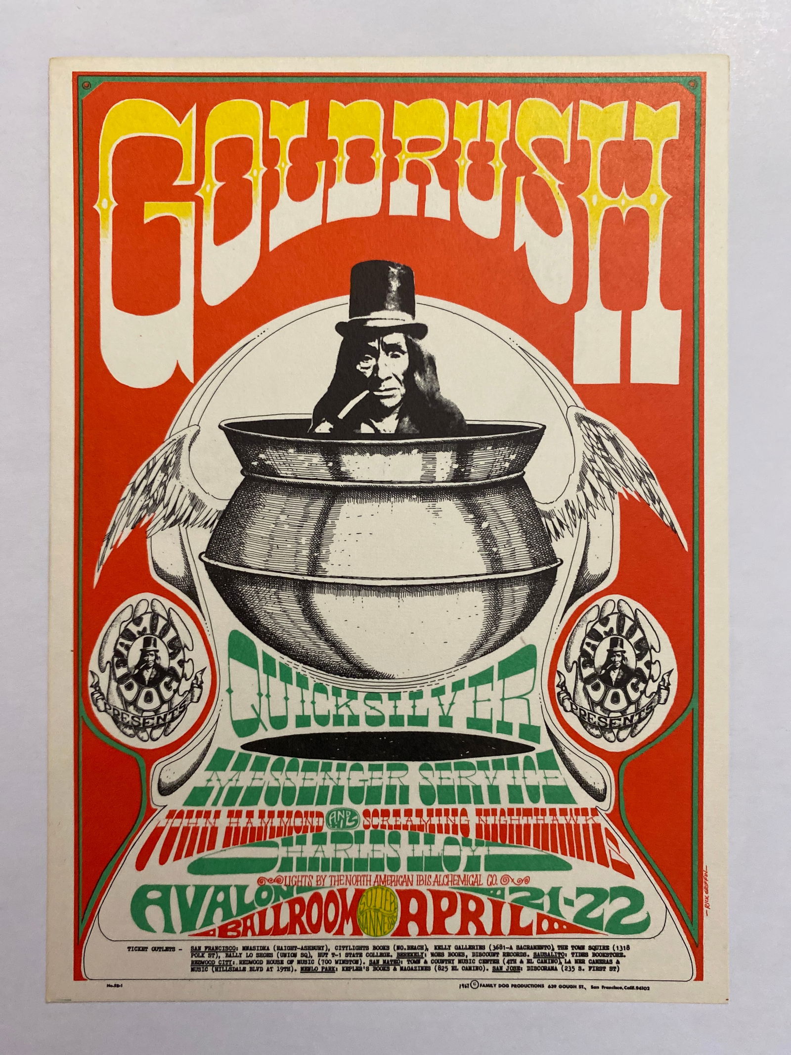 Quicksilver John Hammond 1967 Family Dog Postcard: 1st Printing FD58