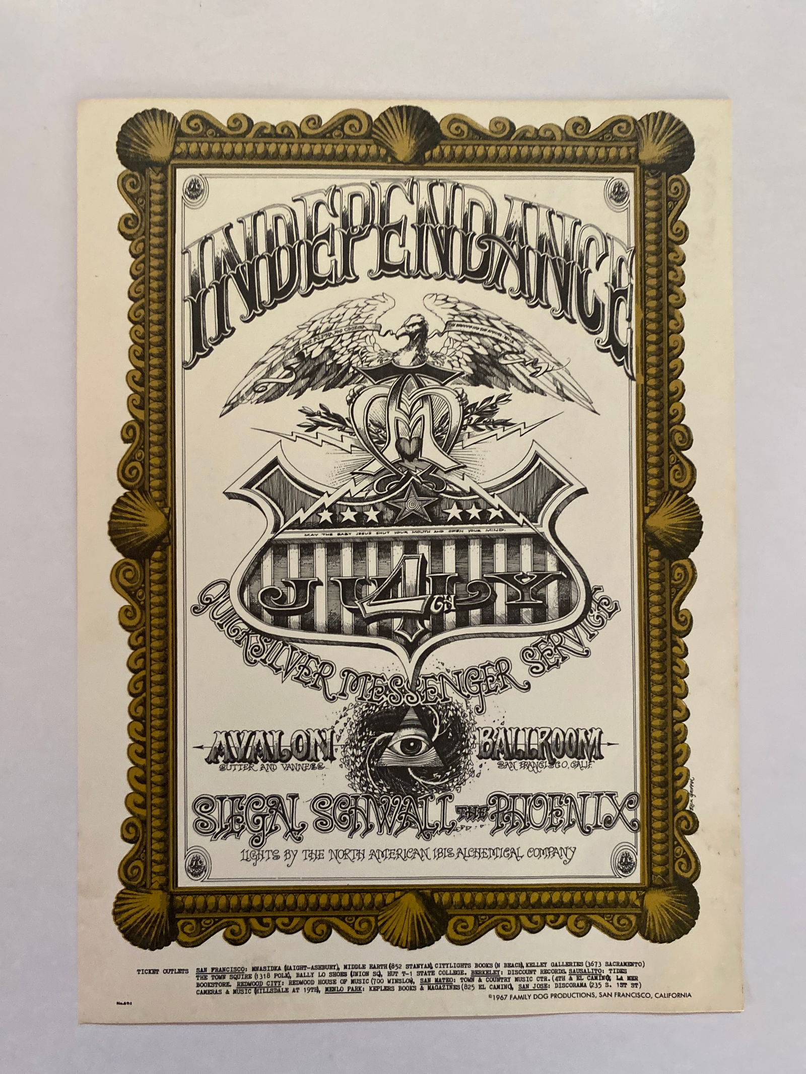 Quicksilver Independence 1967 Family Dog Postcard: 1st Printing FD69