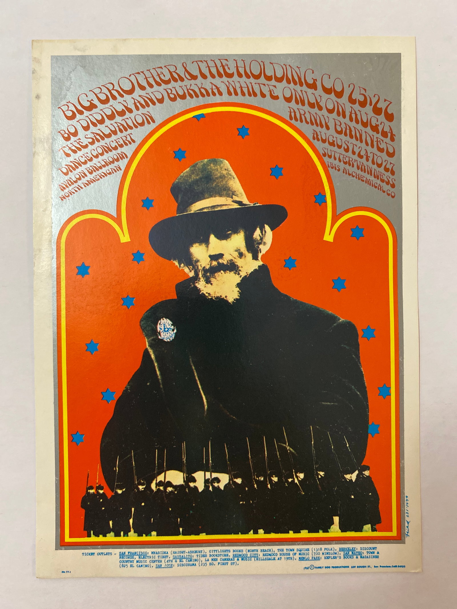 Janis Joplin Big Brother Bo Diddley 1967 Family Dog Postcard: 1st Printing FD77