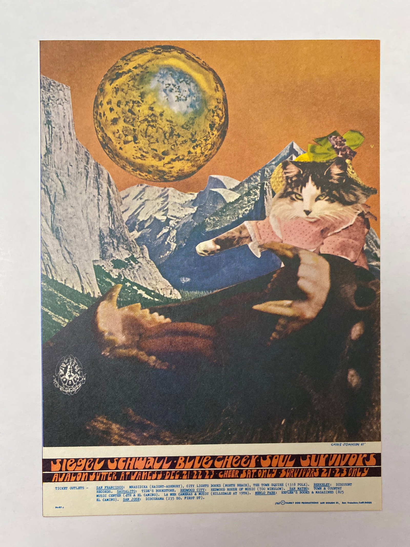 Siegal Schwall 1967 Family Dog Postcard: 1st Printing FD97