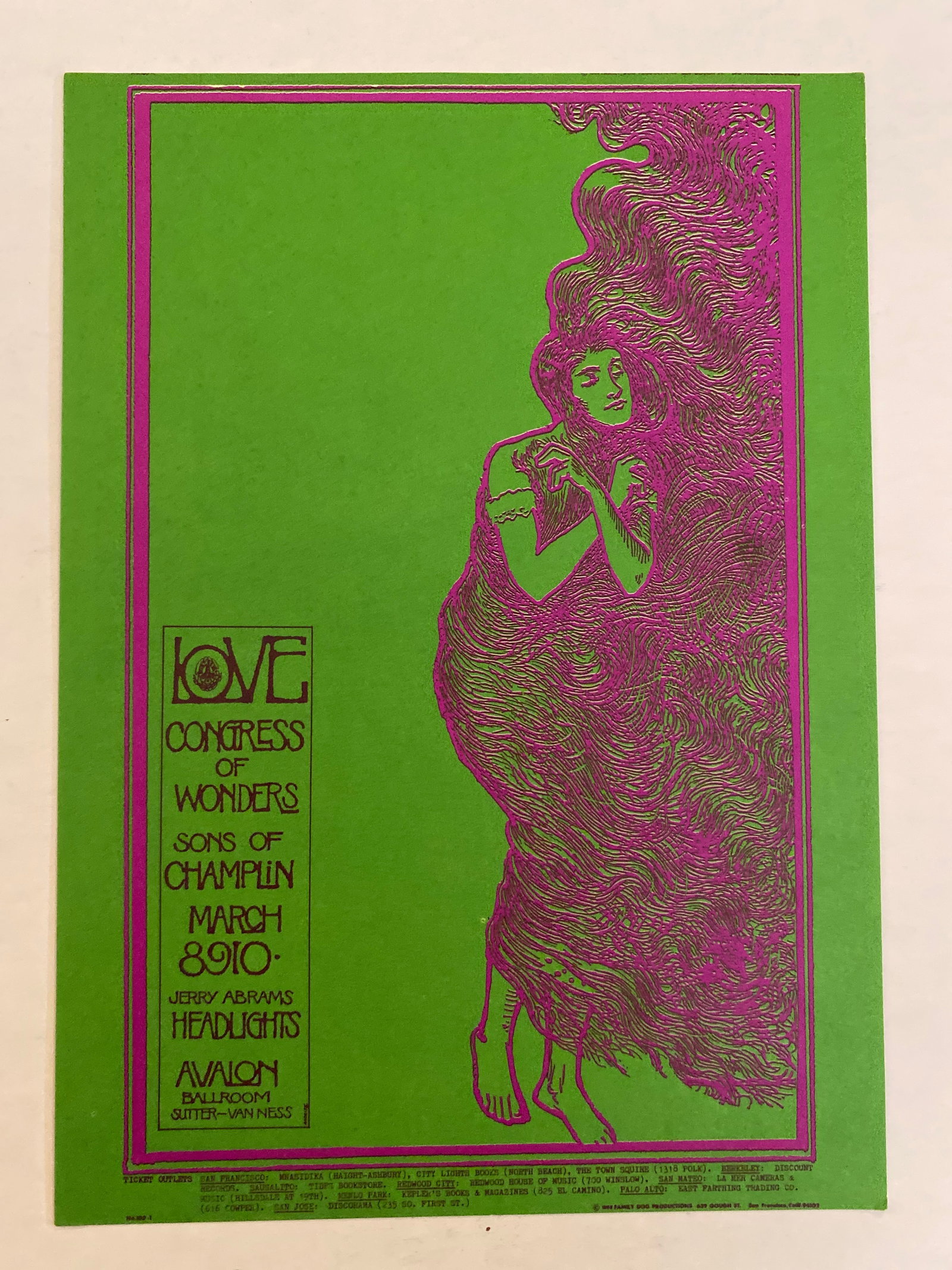 Love Congress of Wonders 1968 Family Dog Postcard: 1st Printing 109