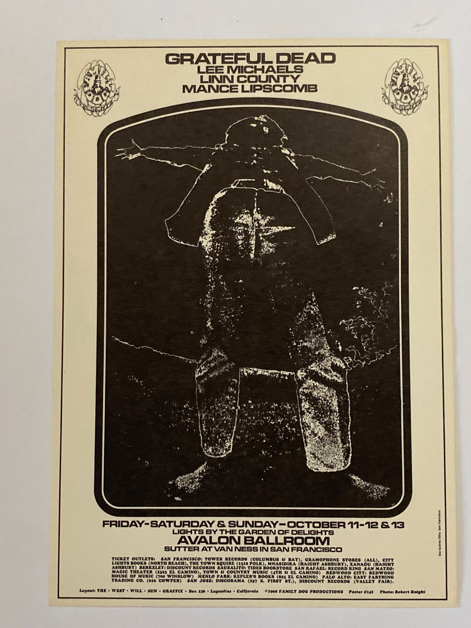 Grateful Dead 1968 Family Dog Postcard: 1st Printing FD141