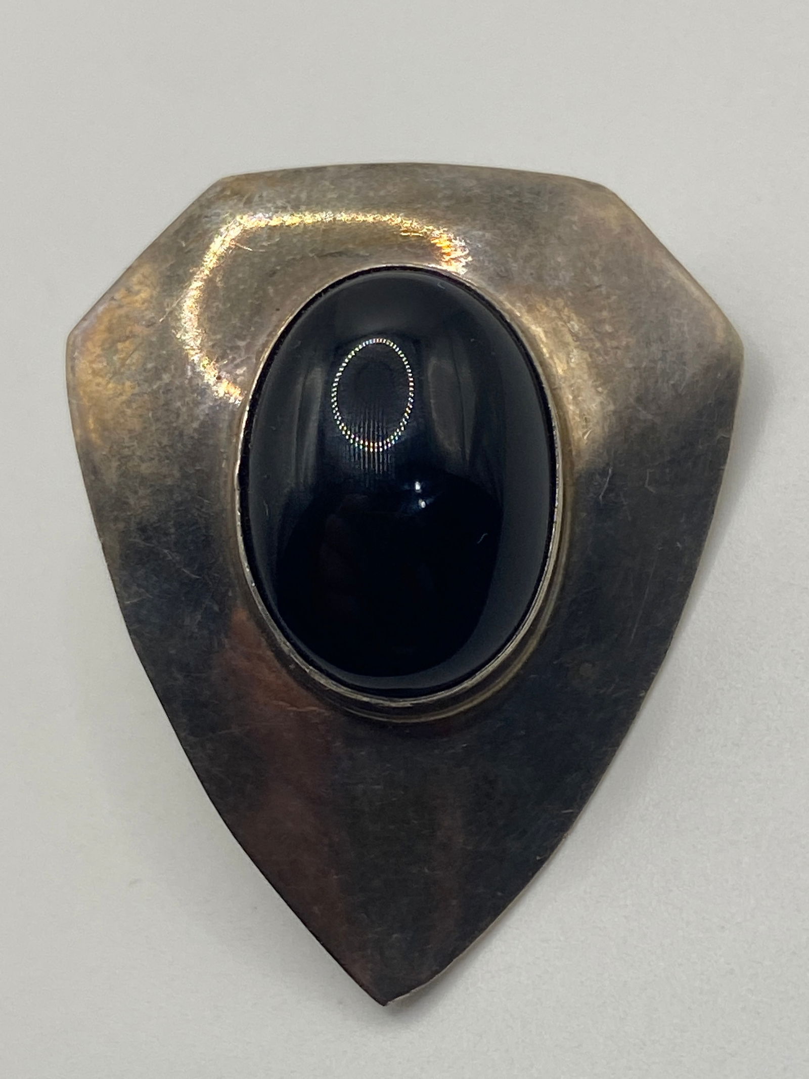 Vintage Navajo Sterling Silver Onyx Bolo Tie Clip (1 of 2)