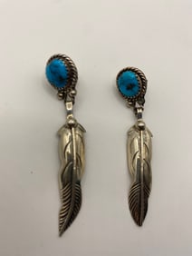 Vintage Navajo Sterling Silver Turquoise Earrings