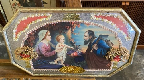 19th Century German The Holy Family Chromolithograph