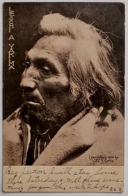 1908 E.S. Curtis Leschi A Yakima & Red Thunder Photo Postcard