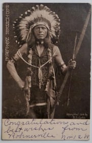 1909 E.S. Curtis Leschi A Yakima & Red Thunder Photo Postcard