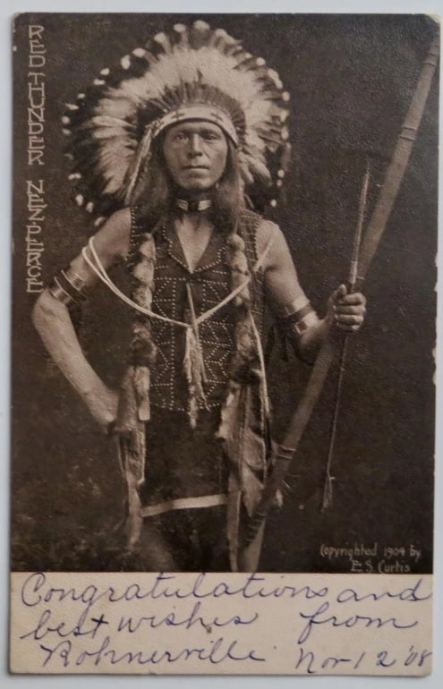 1909 E.S. Curtis Leschi A Yakima & Red Thunder Photo Postcard (1 of 2)