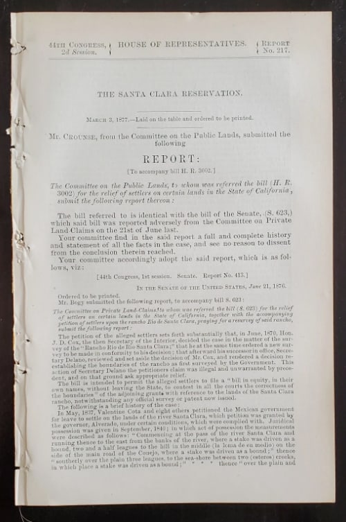 1877 INDIANS OF SANTA CLARA SANTA BARBARA LAND DISPUTE Documents (1 of 3)