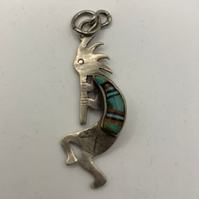 Vintage Native American Hopi Silver Turquoise Pendant