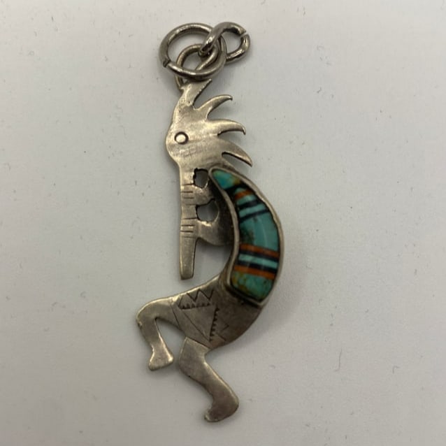 Vintage Native American Hopi Silver Turquoise Pendant (1 of 2)