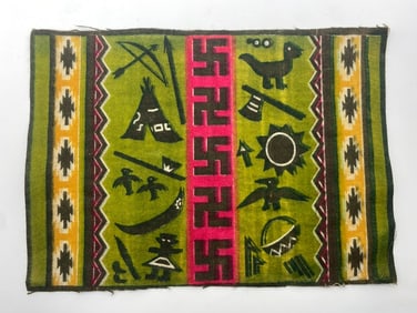 Antique Native American Navajo Swastika Cigar Box Silk