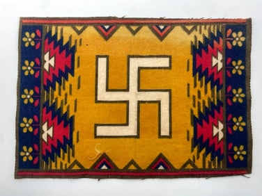 Antique Native American Navajo Swastika Cigar Box Silk