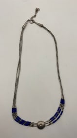 Vintage Native American Navajo Silver Lapus Concho Necklace