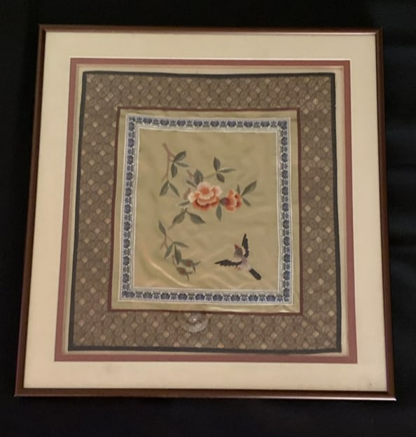 19th Century Chinese Silk Sample Framed (1 of 2)