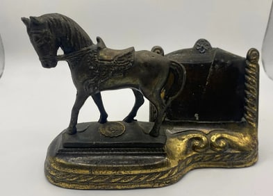 Antique Albuquerque Horse New Mexico Gov Office Brass Card Holder