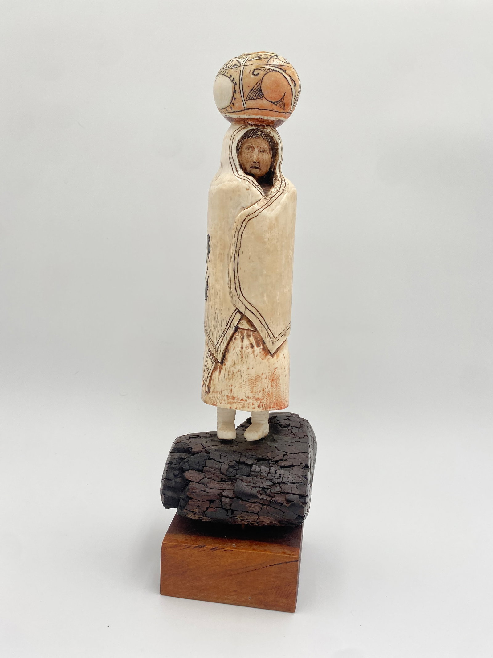 Antique Navajo Bone Carving on Petrified Wood (1 of 4)