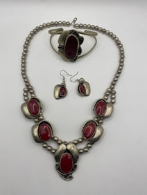 Antique Native American Navajo Mexican coin silver jewelry set