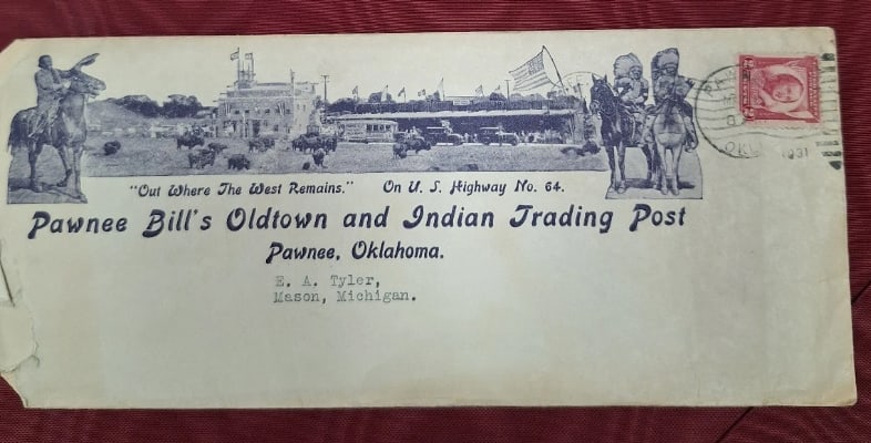 Pawnee Bills Old Town and Indian Training Used Envelope (1 of 2)
