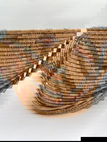 Antique Hopi Native American Coiled Basket with Lid