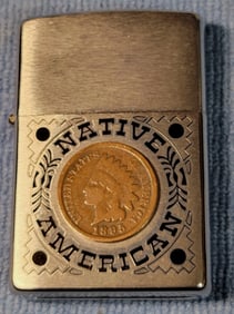 1999 Zippo Lighter Native American 1895 Indian Head Penny Cent