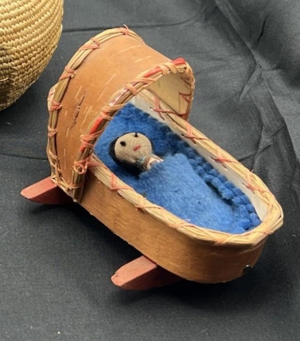 Antique Native American Yupik Doll & Crib (1 of 3)