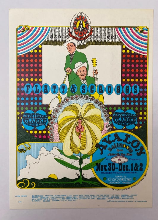 Flatt and Scruggs Ramblin Jack Elliot 1968 Family Dog Postcard: 1st Printing FD139