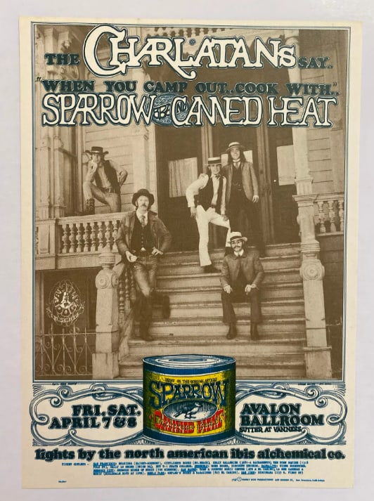 The Charlatans Canned Heat Sparrow 1967 Family Dog Postcard: 1st Printing FD56