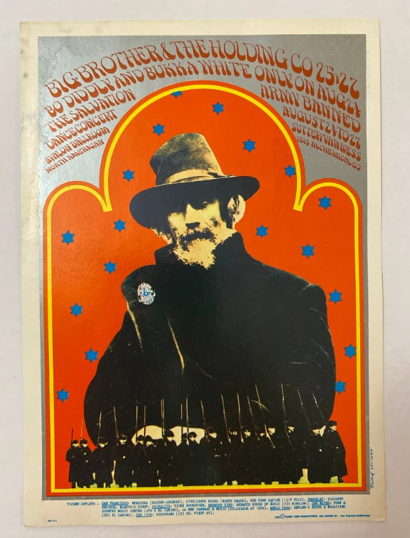 Janis Joplin Big Brother Bo Diddley 1967 Family Dog Postcard: 1st Printing