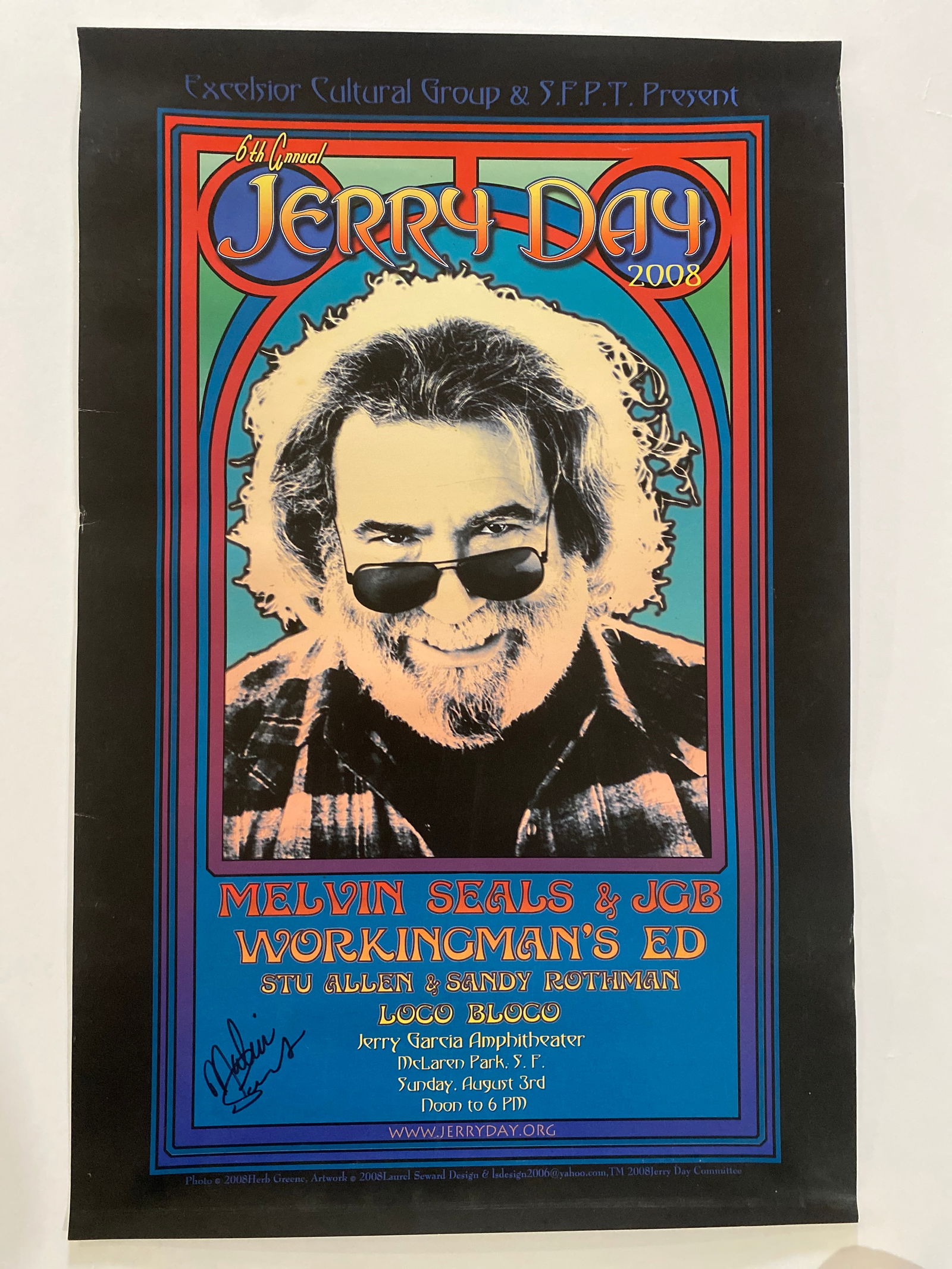 Jerry Garcia Day 2008 Concert Poster Signed by Melvin Seals (1 of 2)