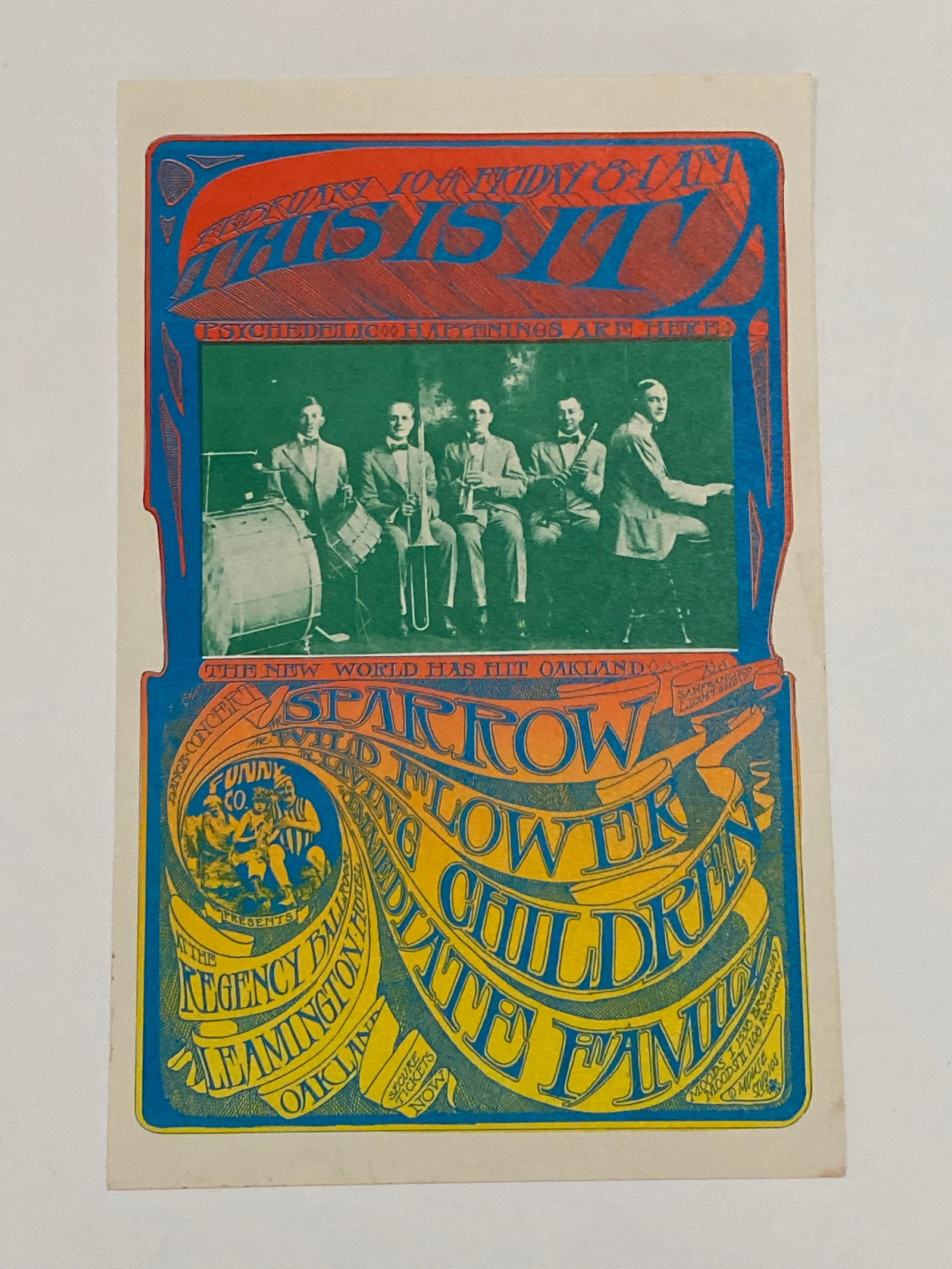 1967 Sparrow Wildflower Stanley Mouse Handbill: 1st printing measures 8.5x5.5