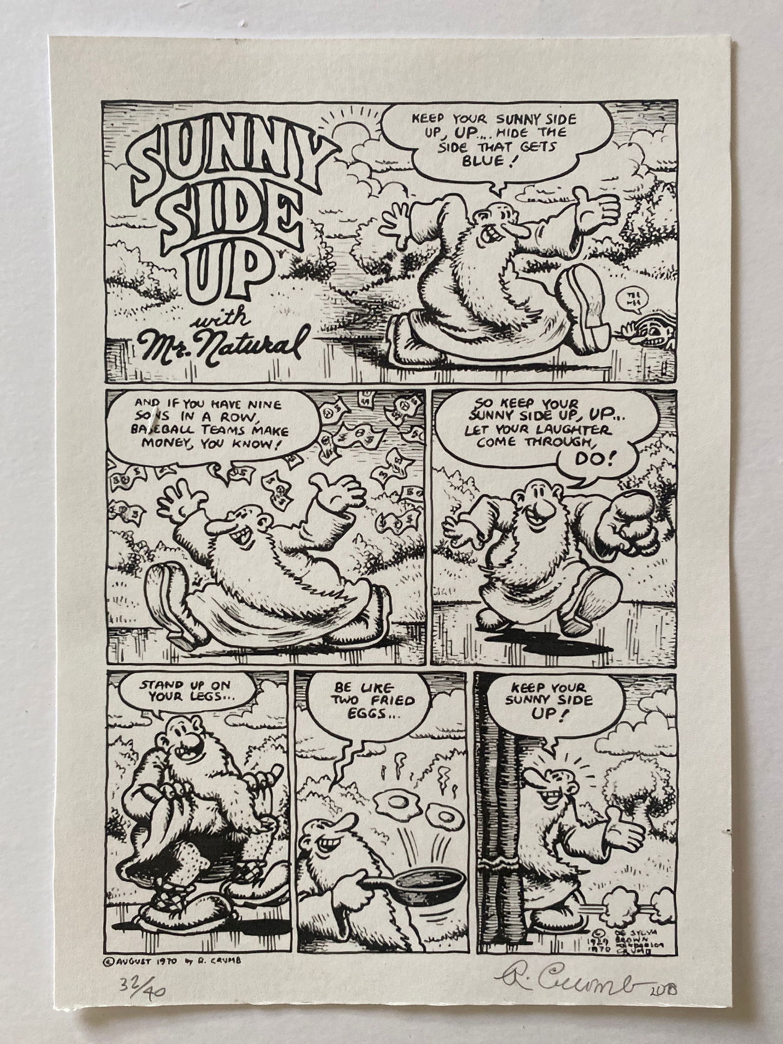 Robert Crum, Mr. Natural Sunnyside Up Signed Print: Measures 10.5x7.5 #32/40
