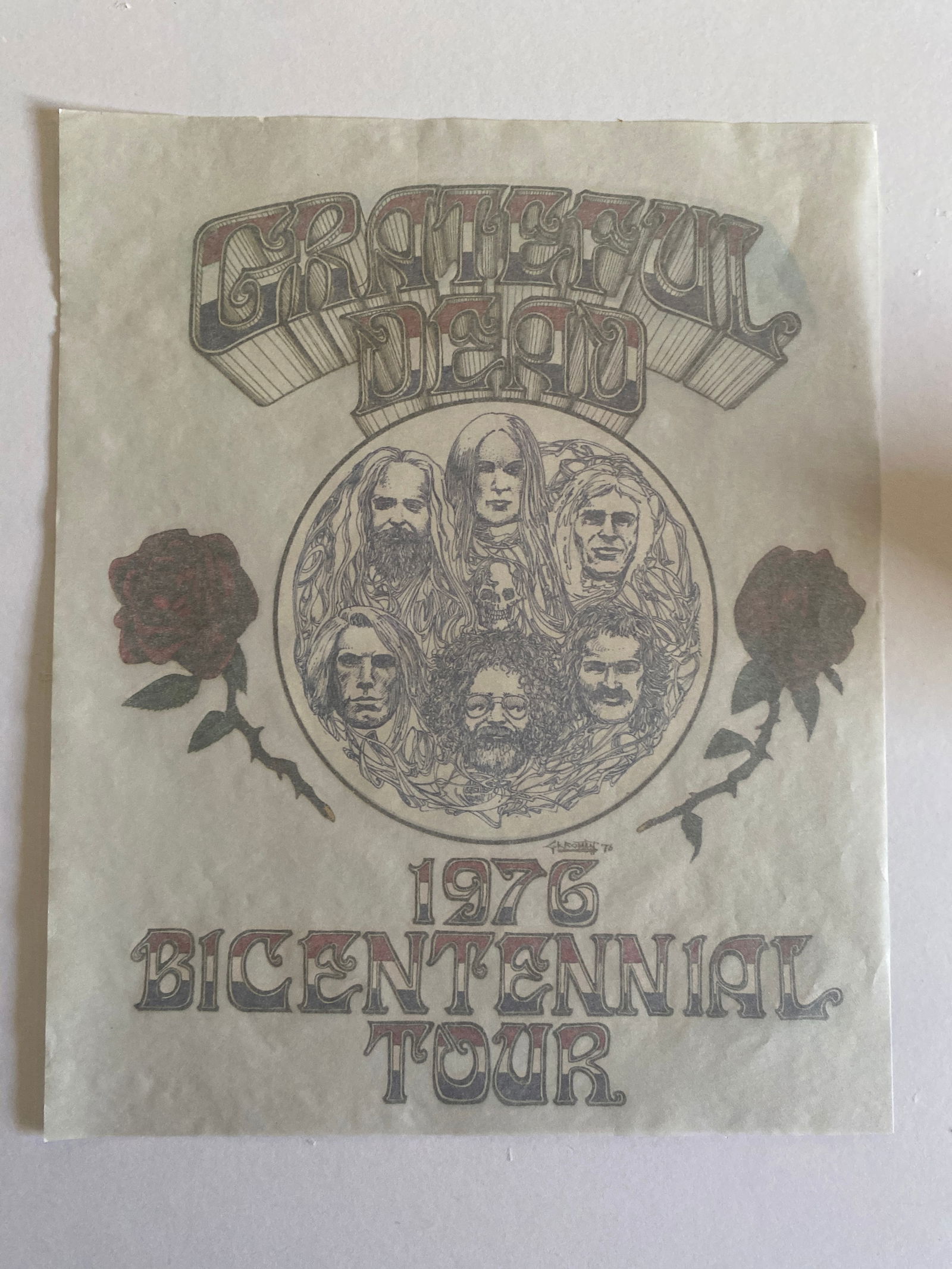 Grateful Dead original 1976 T-shirt decal (1 of 2)