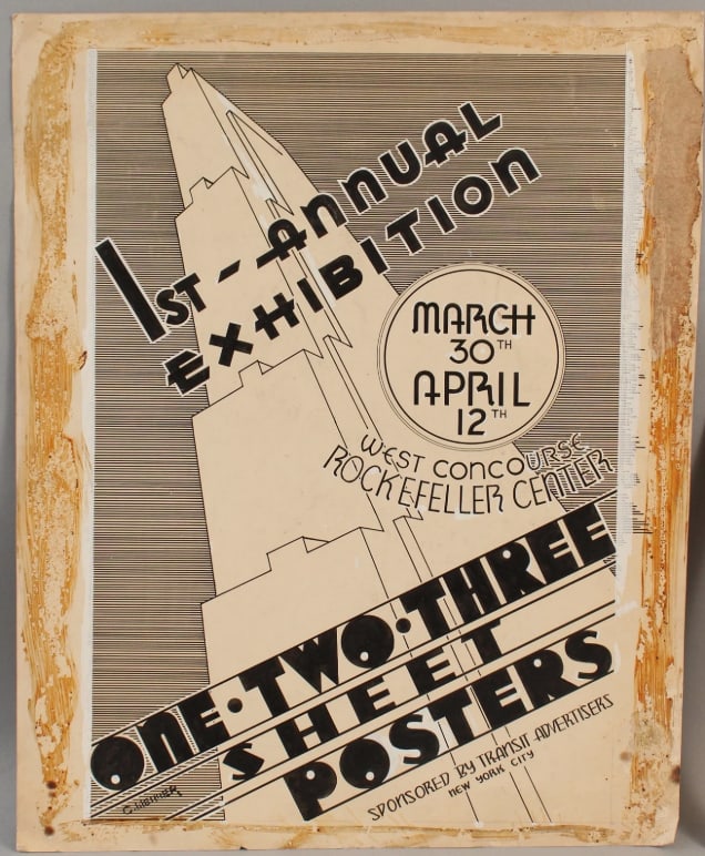 Charles Weimer 1938 Art Deco Drawing: Original Drawing measuring 18x22.5