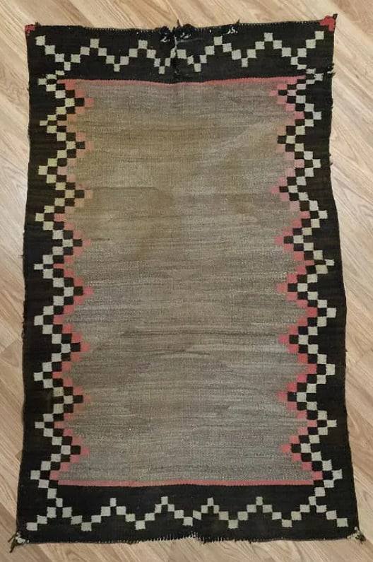 Vintage Navajo Rug: Tribe: Navajo (Diné)Circa: 1920–1940 Dimensions: 30x49