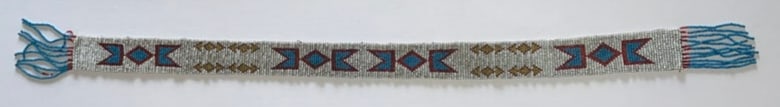 Native American Sioux Beadwork Circa 1930's: Circa 1930s Sioux beadwork piece, reflecting a later early-20th-century period when beadwork continued as both cultural expression and collectible trade art. Collectors look for tight stitching,
