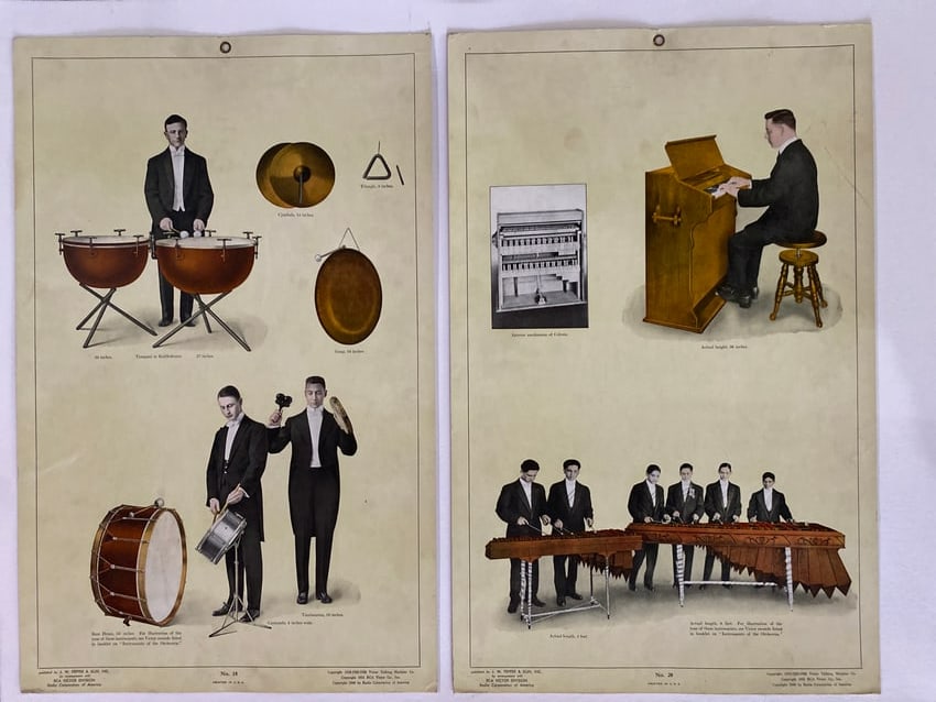 RCA Records Orchestra Instrument Poster: RCA Records orchestra instrument poster. RCA and RCA Victor were major names in recorded music and issued advertising, promotional, and educational material connected with classical music and instrume