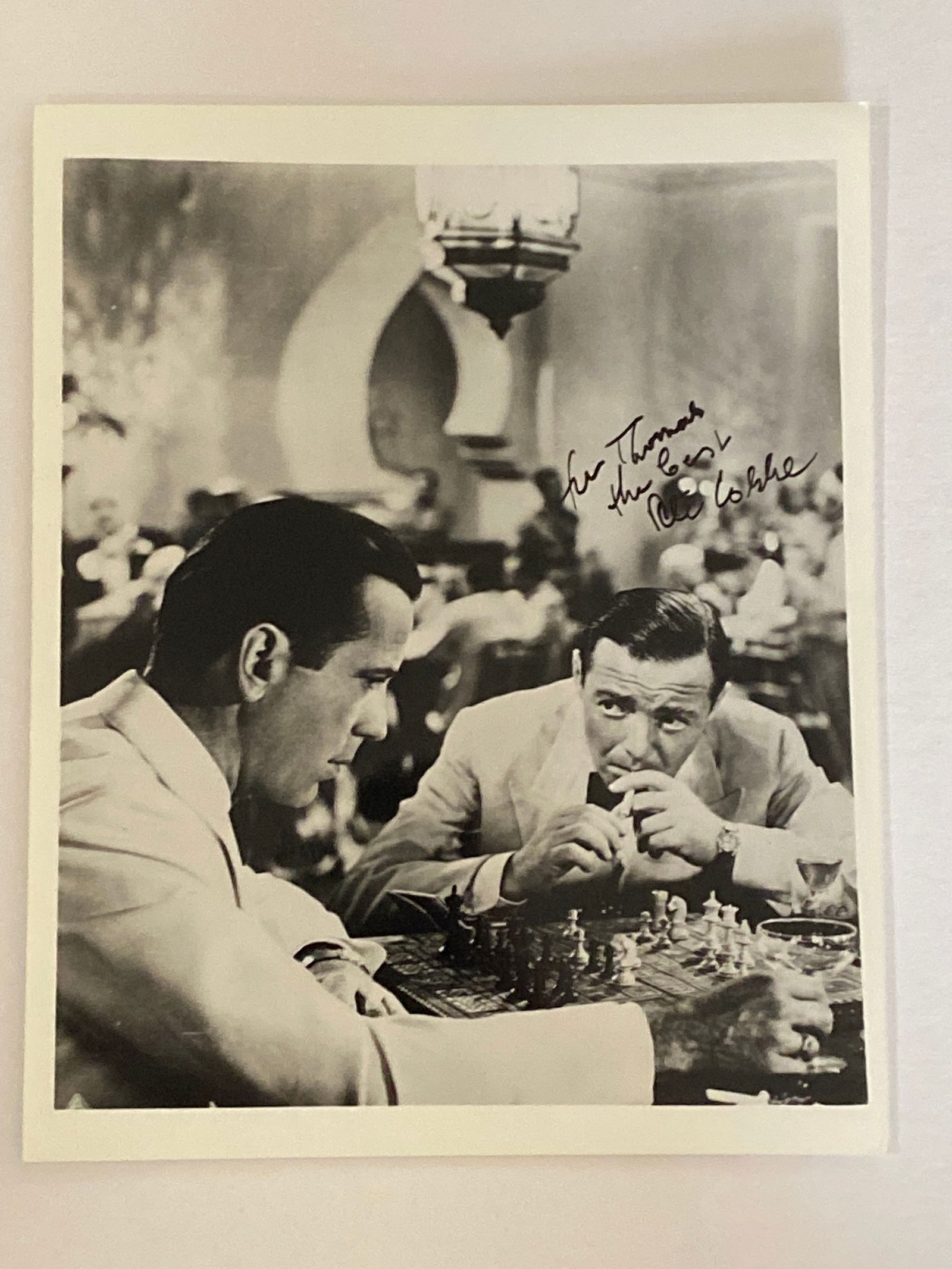 Peter Lorre Autograph Photo: Autograph of Peter Lorre, the film actor known for M, The Maltese Falcon, Casablanca, and a wide range of suspense and noir roles. Lorre's distinctive screen presence has made his signed material