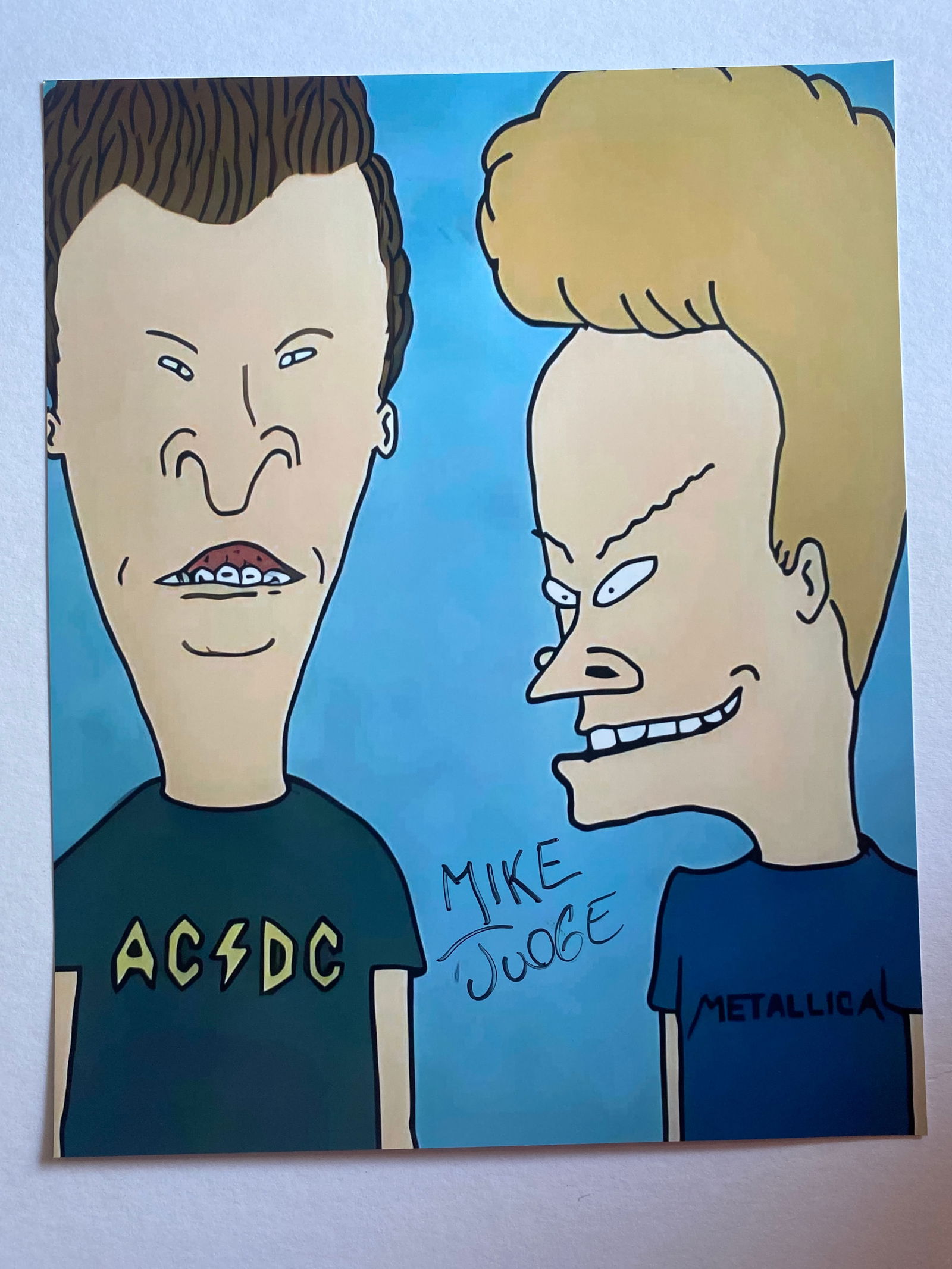 Mike Judge Autographed Beavis and Butthead Photo: Photo measures 8x10
