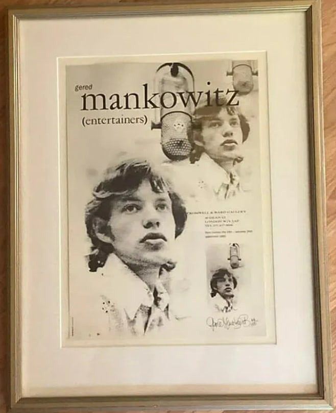 Mick Jagger Rolling Stones Gered Mankowitz 1992 London Exhibit Poster Signed: Gered Mankowitz 1992 London Exhibit Poster Signed 1st Printing . Measures 24x19