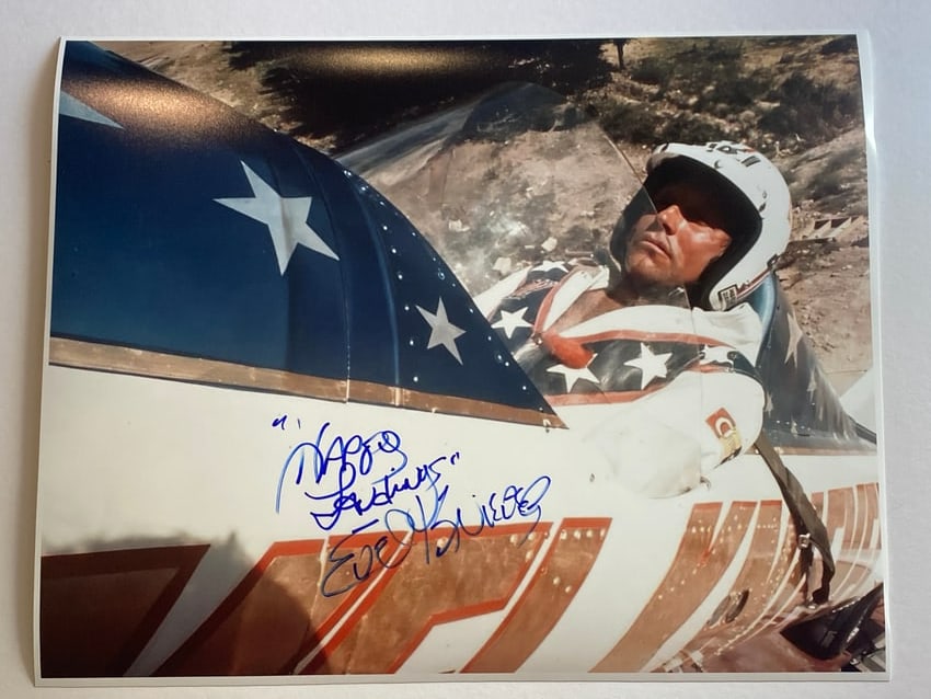 Evel Knievel Autographed Poster: Poster measures 11x14
