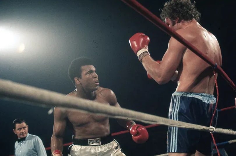 Original Muhammad Ali Howard Bingham Photo Negative: Original vintage photographic negative by legendary sports photographer Neil Leifer capturing heavyweight champion Muhammad Ali facing British contender Henry Cooper during their classic 1960s heavywe