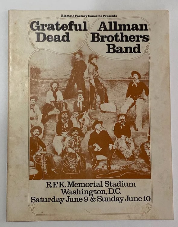 Grateful Dead 1973 RFK Stadium Concert Program: 1973 Grateful Dead RFK Stadium concert program, a period piece from the band’s classic early-1970s live era.